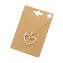 Load image into Gallery viewer, Clear CZ Stone Paved Open Heart Pendant Necklace

