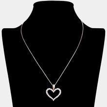 Load image into Gallery viewer, Clear CZ Stone Paved Open Heart Pendant Necklace
