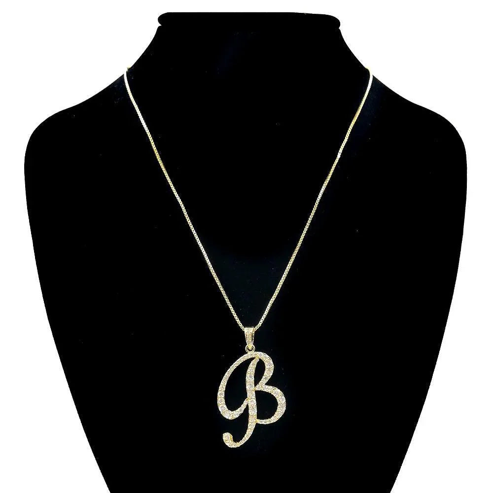 Letter B CZ Monogram Pendant Necklace - Jewelry Store by Erik Rayo