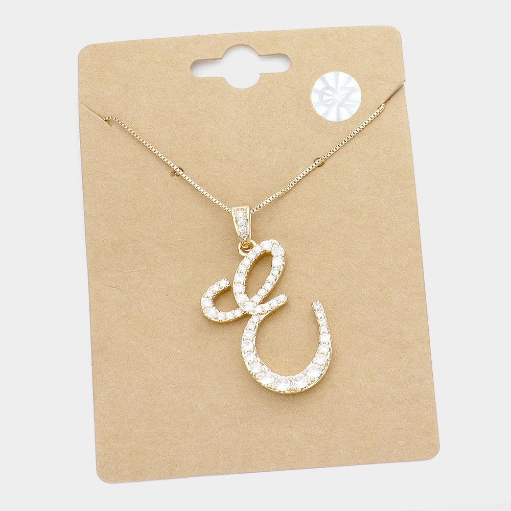 Letter E CZ Monogram Pendant Necklace - Jewelry Store by Erik Rayo