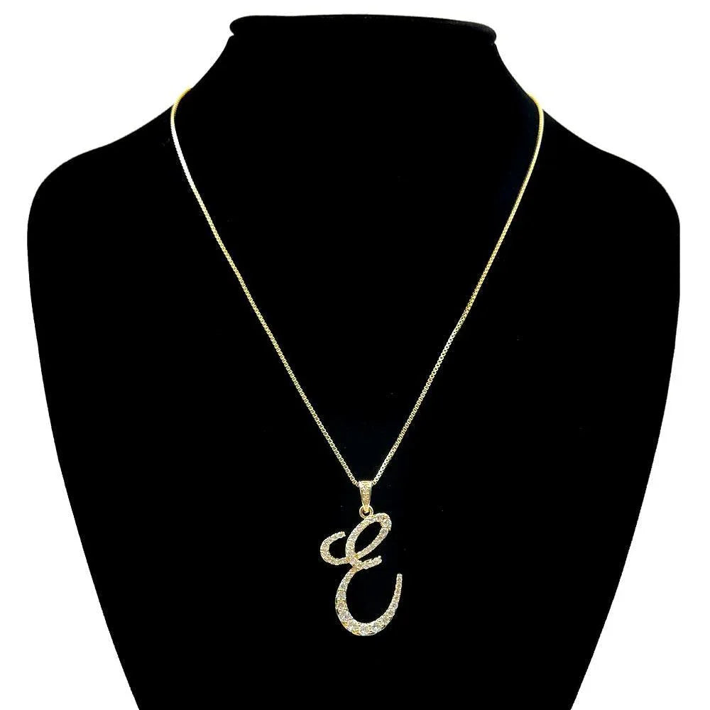 Letter E CZ Monogram Pendant Necklace - Jewelry Store by Erik Rayo