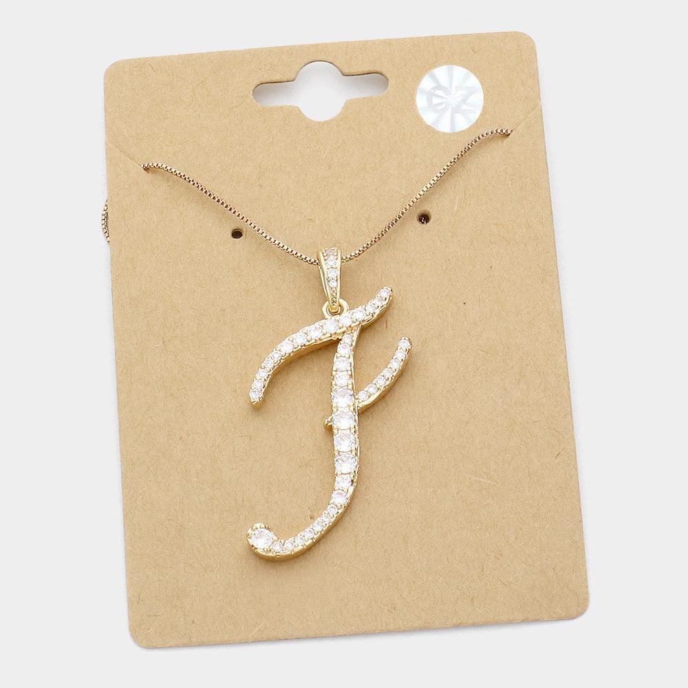 Letter F CZ Monogram Pendant Necklace - Jewelry Store by Erik Rayo