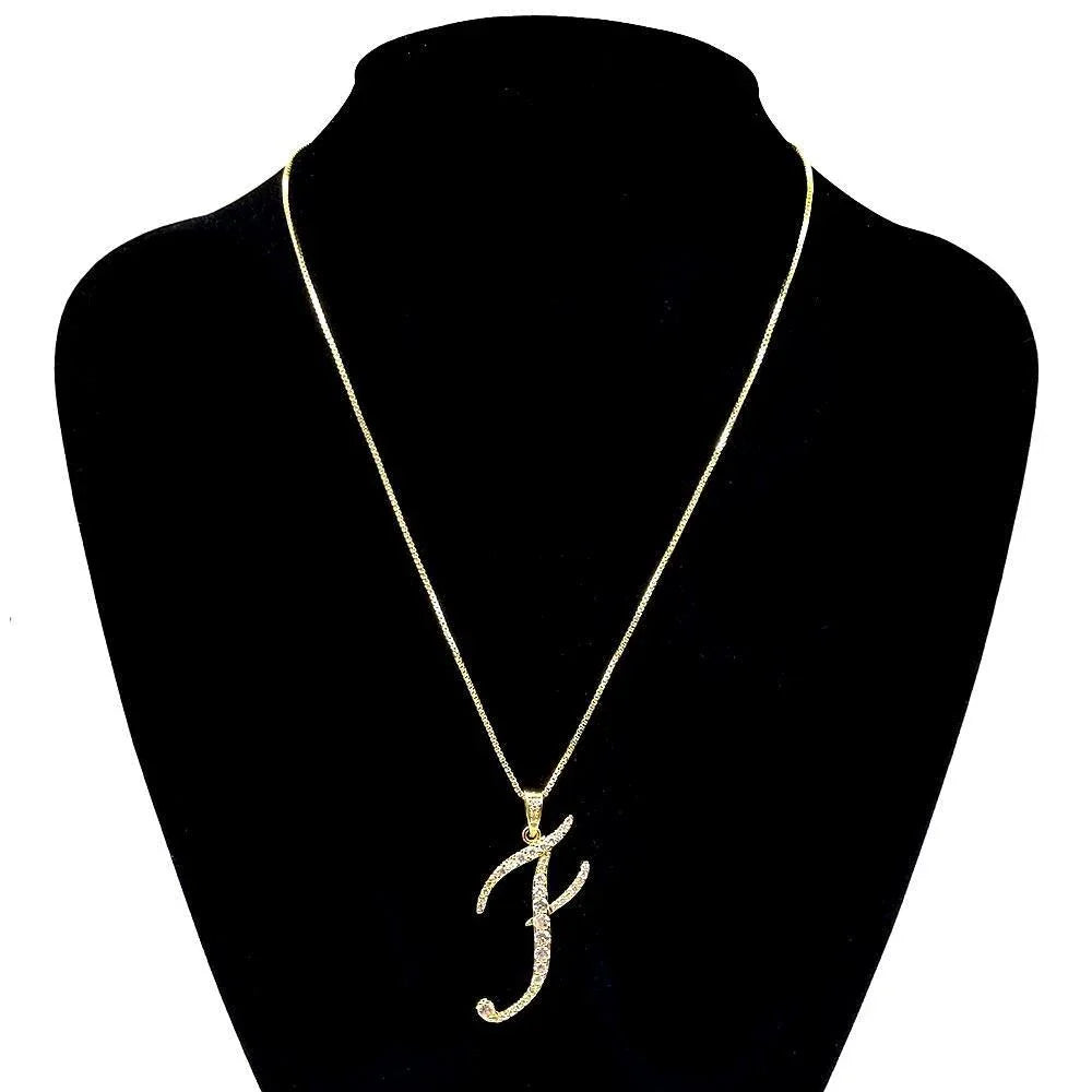 Letter F CZ Monogram Pendant Necklace - Jewelry Store by Erik Rayo