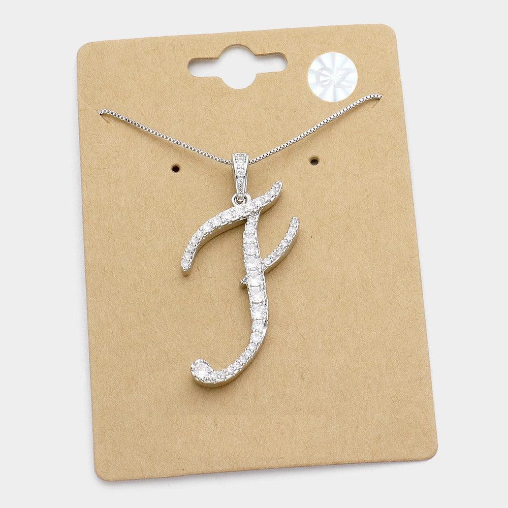 Letter F CZ Monogram Pendant Necklace - Jewelry Store by Erik Rayo