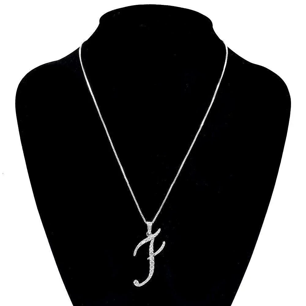 Letter F CZ Monogram Pendant Necklace - Jewelry Store by Erik Rayo