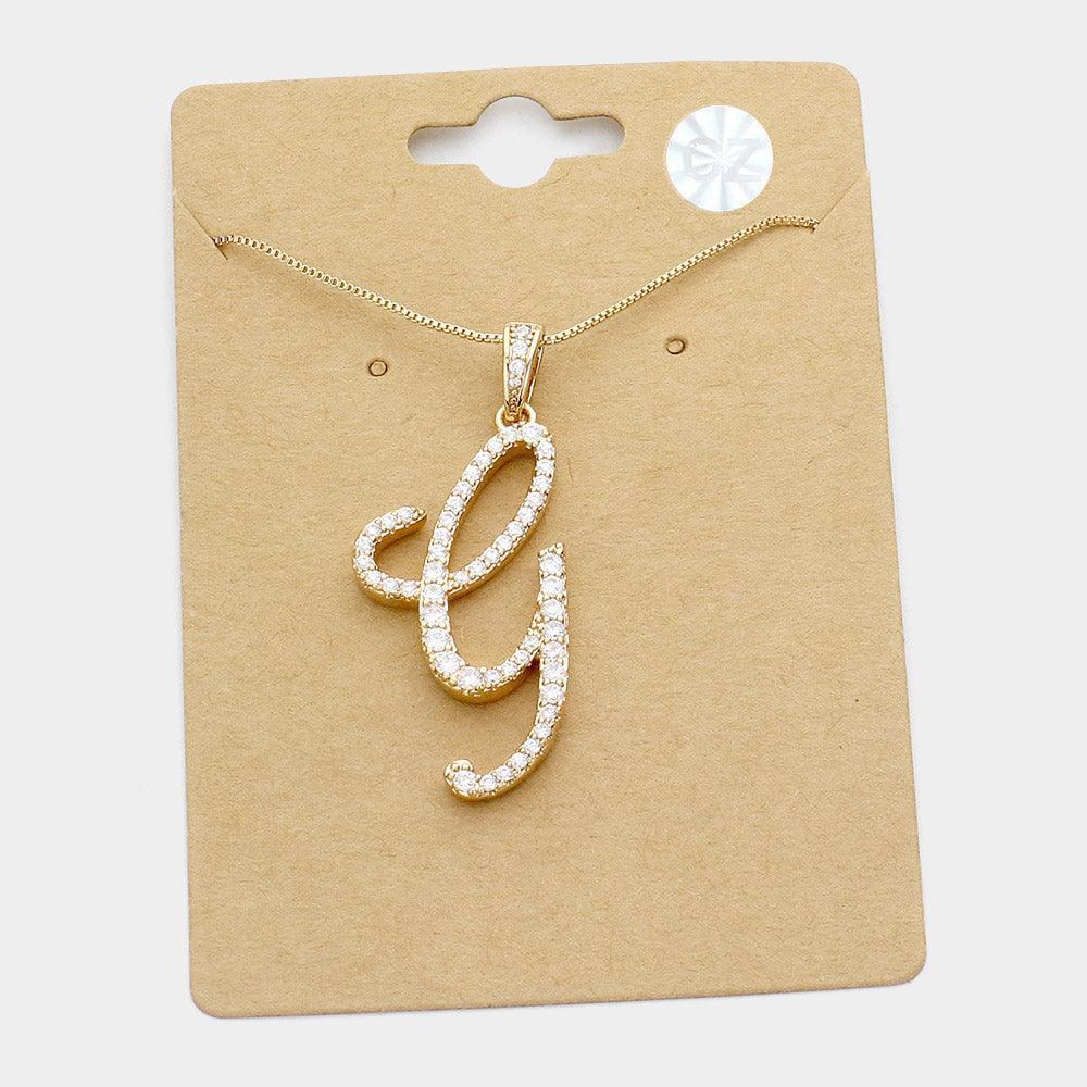 Letter G CZ Monogram Pendant Necklace - Jewelry Store by Erik Rayo