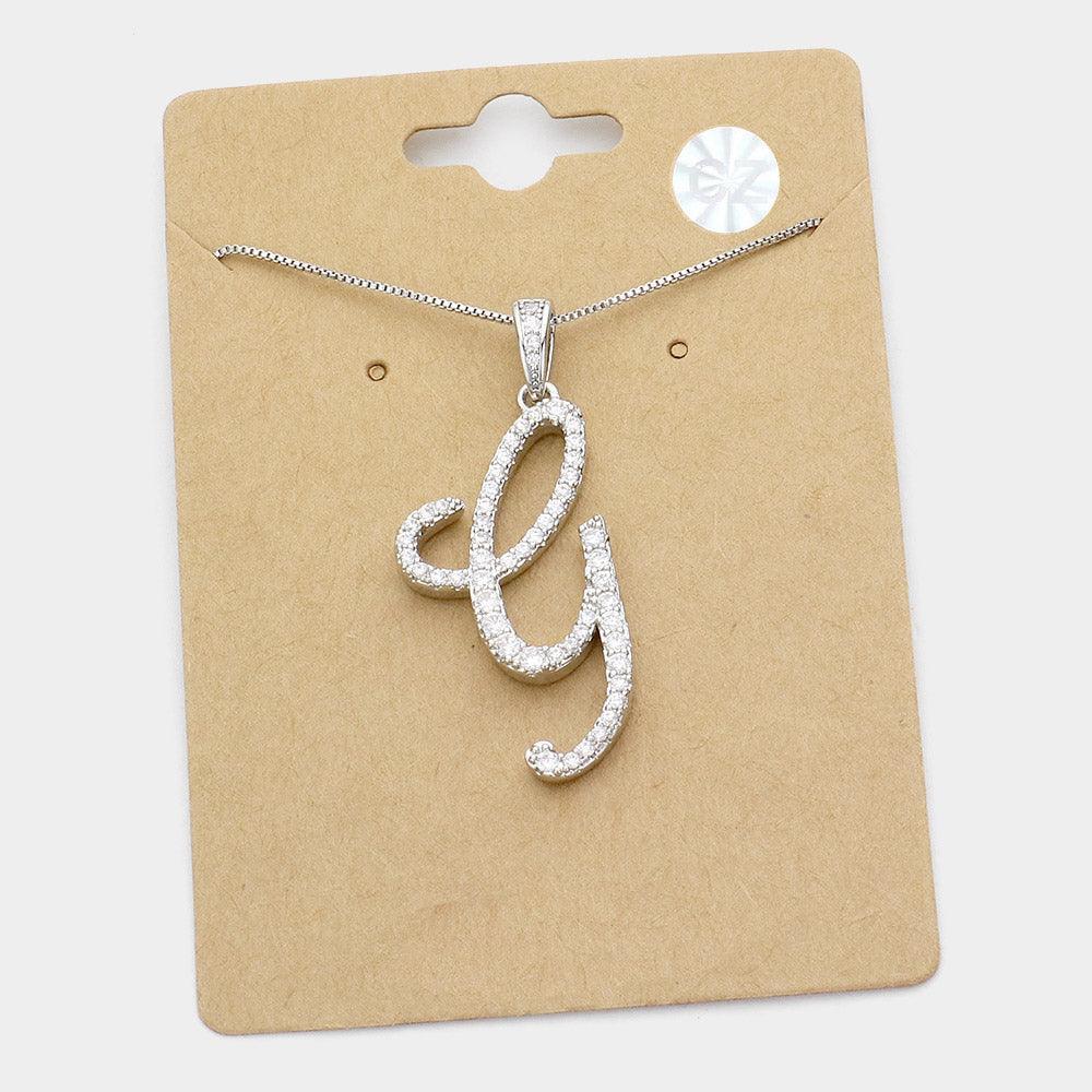 Letter G CZ Monogram Pendant Necklace - Jewelry Store by Erik Rayo