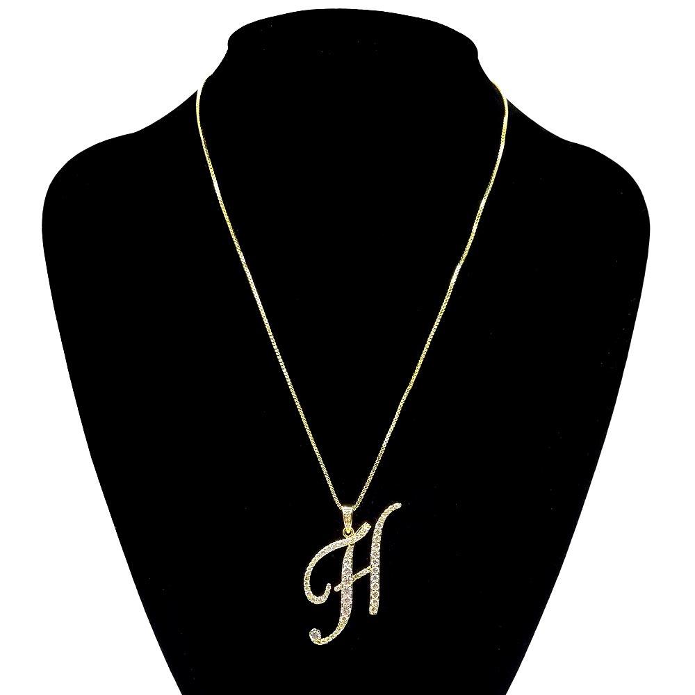 Letter H CZ Monogram Pendant Necklace - Jewelry Store by Erik Rayo