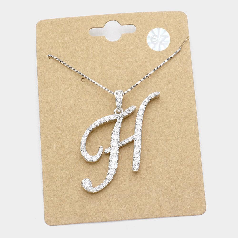 Letter H CZ Monogram Pendant Necklace - Jewelry Store by Erik Rayo