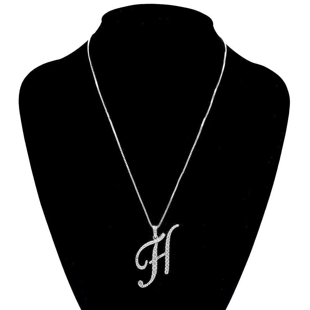 Letter H CZ Monogram Pendant Necklace - Jewelry Store by Erik Rayo