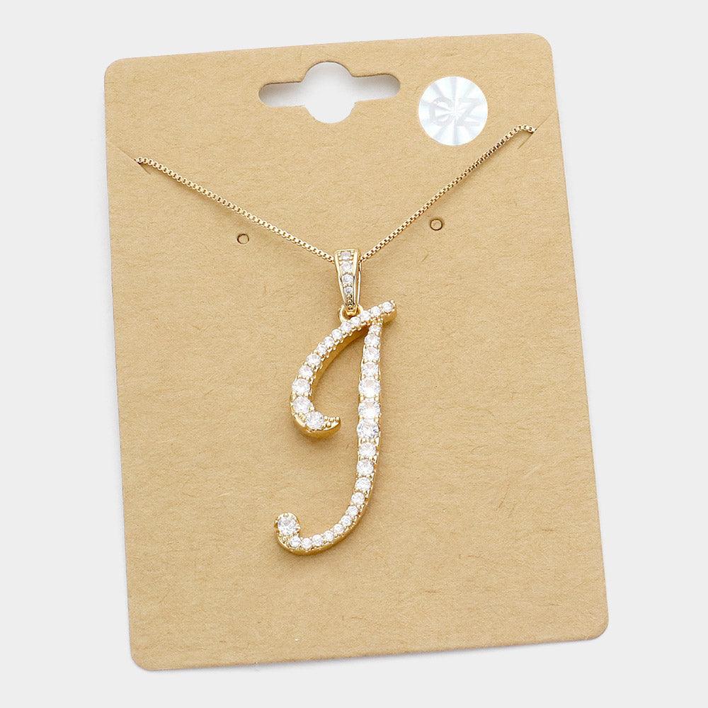 Letter I CZ Monogram Pendant Necklace - Jewelry Store by Erik Rayo