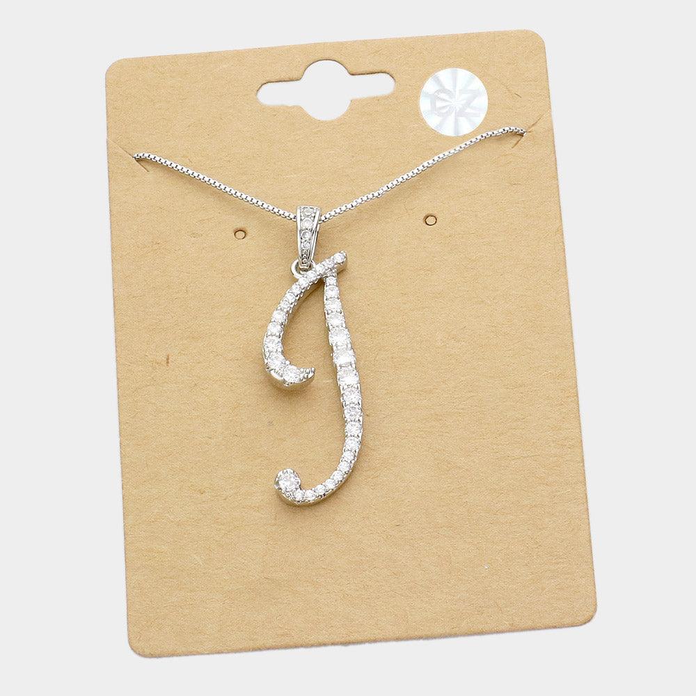 Letter I CZ Monogram Pendant Necklace - Jewelry Store by Erik Rayo