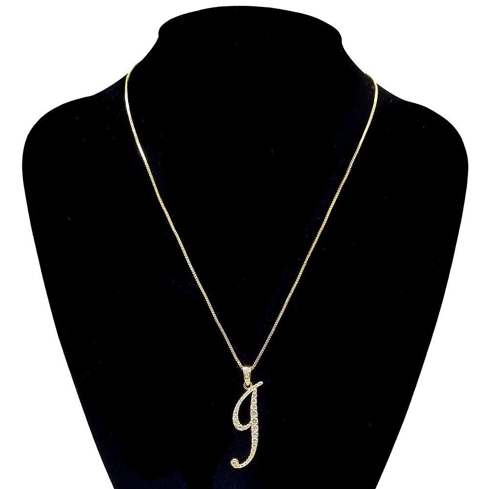 Letter J CZ Monogram Pendant Necklace - Jewelry Store by Erik Rayo