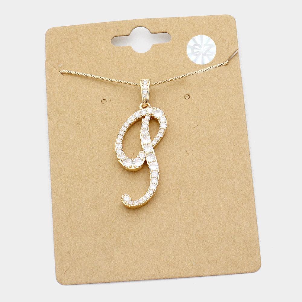 Letter P CZ Monogram Pendant Necklace - Jewelry Store by Erik Rayo
