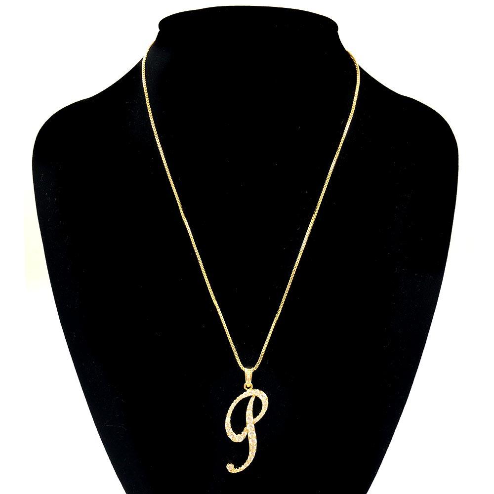 Letter P CZ Monogram Pendant Necklace - Jewelry Store by Erik Rayo