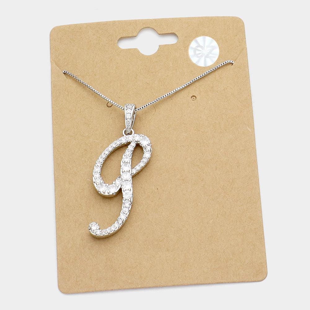 Letter P CZ Monogram Pendant Necklace - Jewelry Store by Erik Rayo