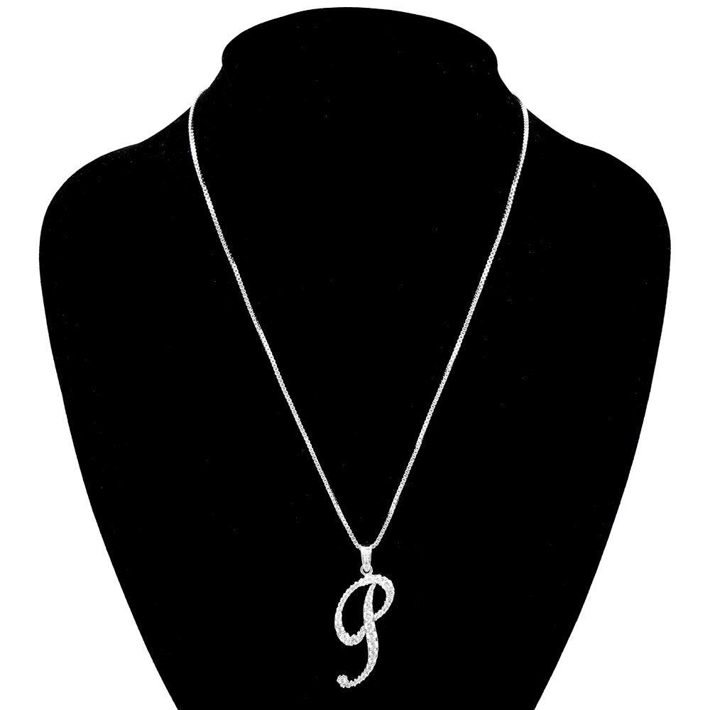 Letter P CZ Monogram Pendant Necklace - Jewelry Store by Erik Rayo