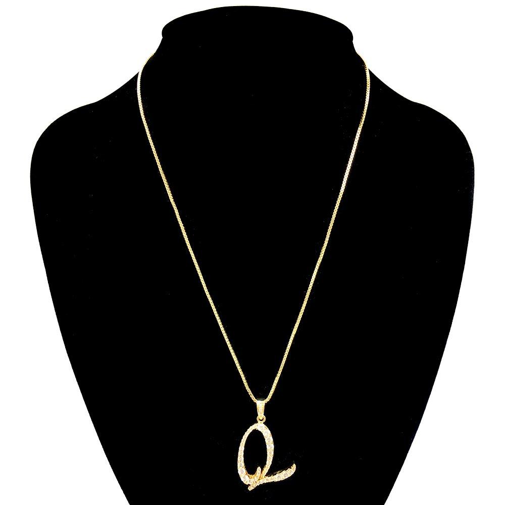 Letter Q CZ Monogram Pendant Necklace - Jewelry Store by Erik Rayo