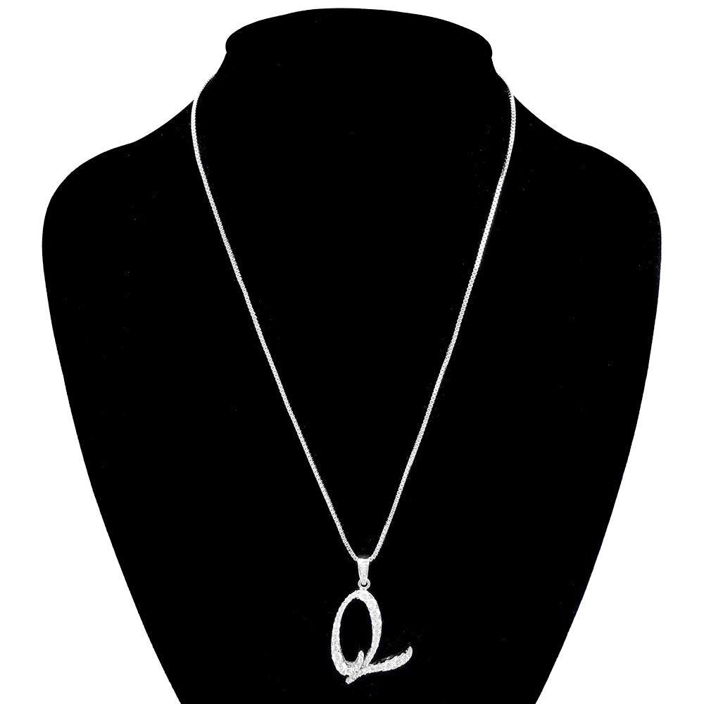 Letter Q CZ Monogram Pendant Necklace - Jewelry Store by Erik Rayo