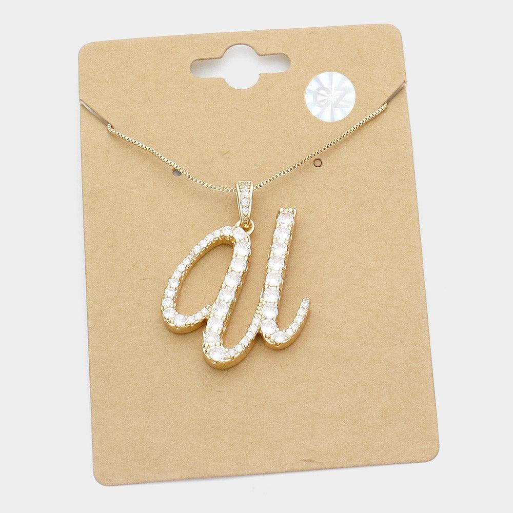 Letter U CZ Monogram Pendant Necklace - Jewelry Store by Erik Rayo