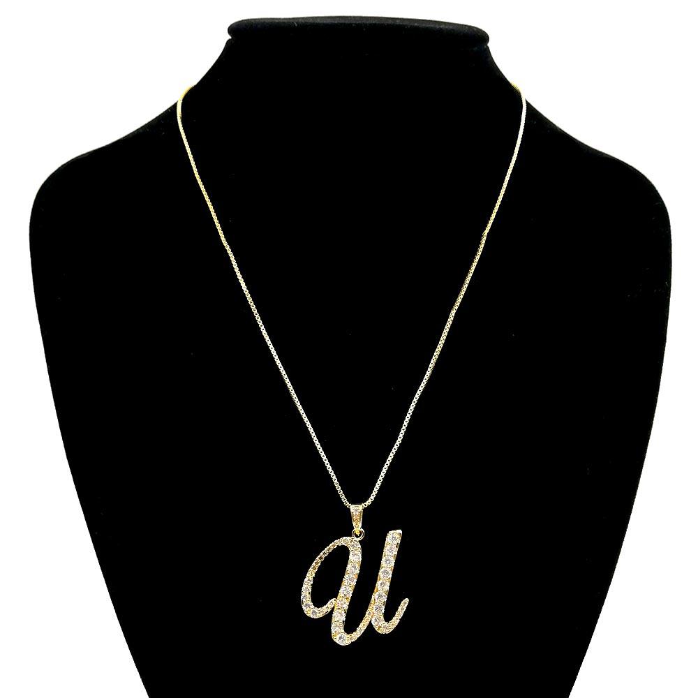 Letter U CZ Monogram Pendant Necklace - Jewelry Store by Erik Rayo