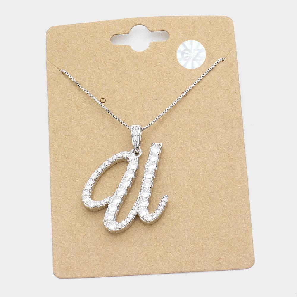 Letter U CZ Monogram Pendant Necklace - Jewelry Store by Erik Rayo