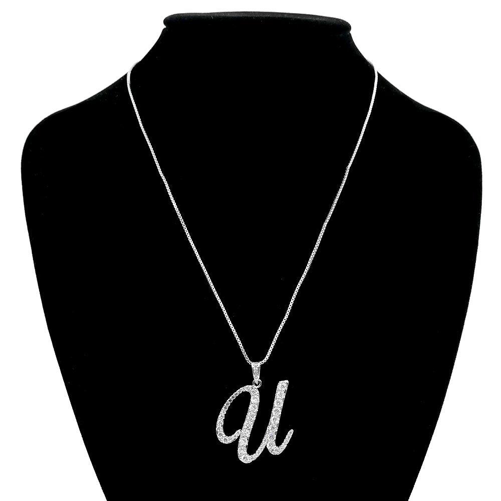 Letter U CZ Monogram Pendant Necklace - Jewelry Store by Erik Rayo