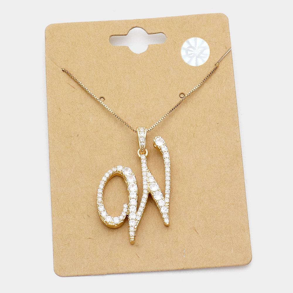 Letter W CZ Monogram Pendant Necklace - Jewelry Store by Erik Rayo