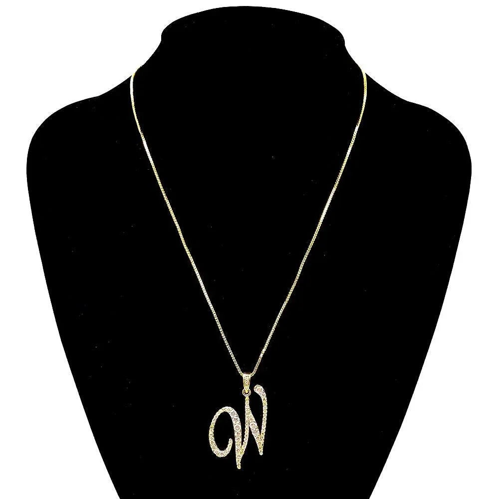Letter W CZ Monogram Pendant Necklace - Jewelry Store by Erik Rayo