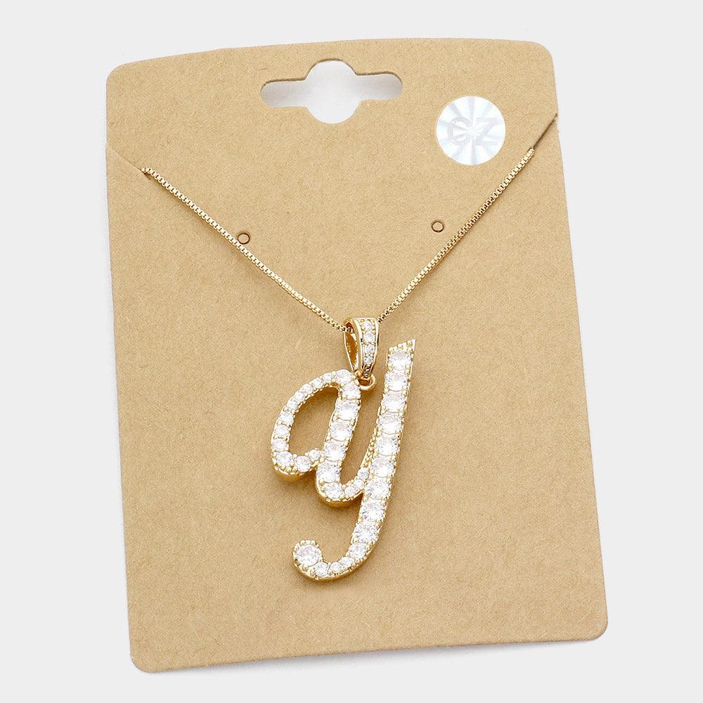 Letter Y CZ Monogram Pendant Necklace - Jewelry Store by Erik Rayo