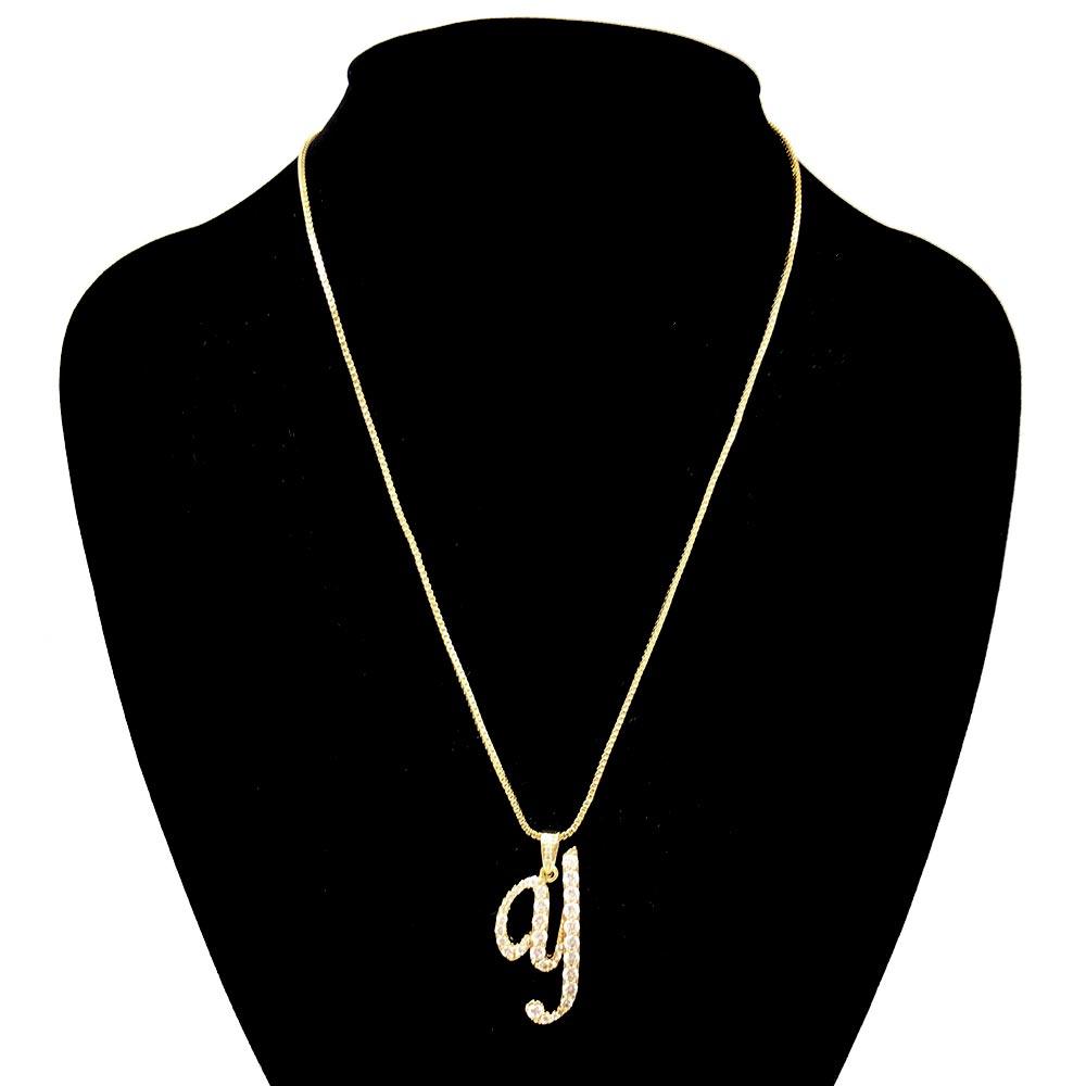 Letter Y CZ Monogram Pendant Necklace - Jewelry Store by Erik Rayo