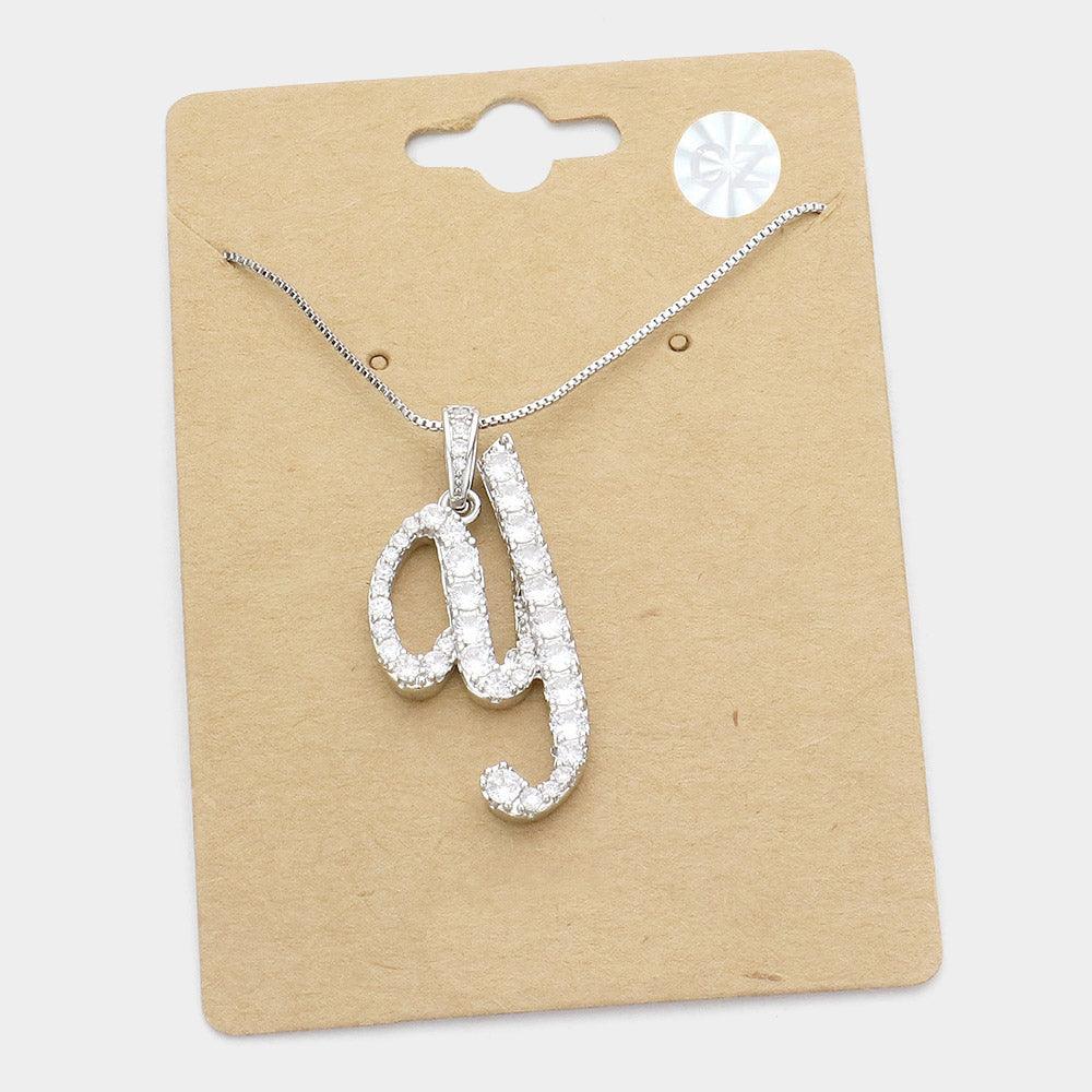Letter Y CZ Monogram Pendant Necklace - Jewelry Store by Erik Rayo