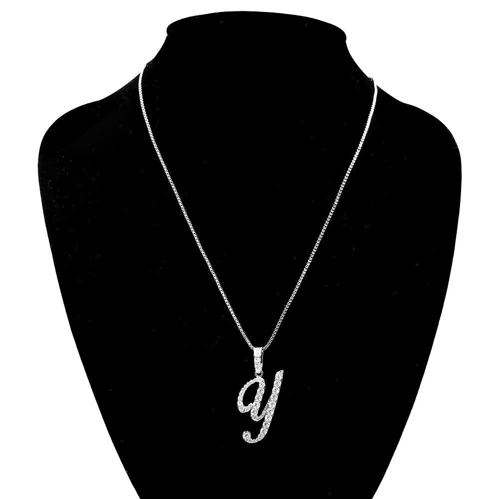 Letter Y CZ Monogram Pendant Necklace - Jewelry Store by Erik Rayo