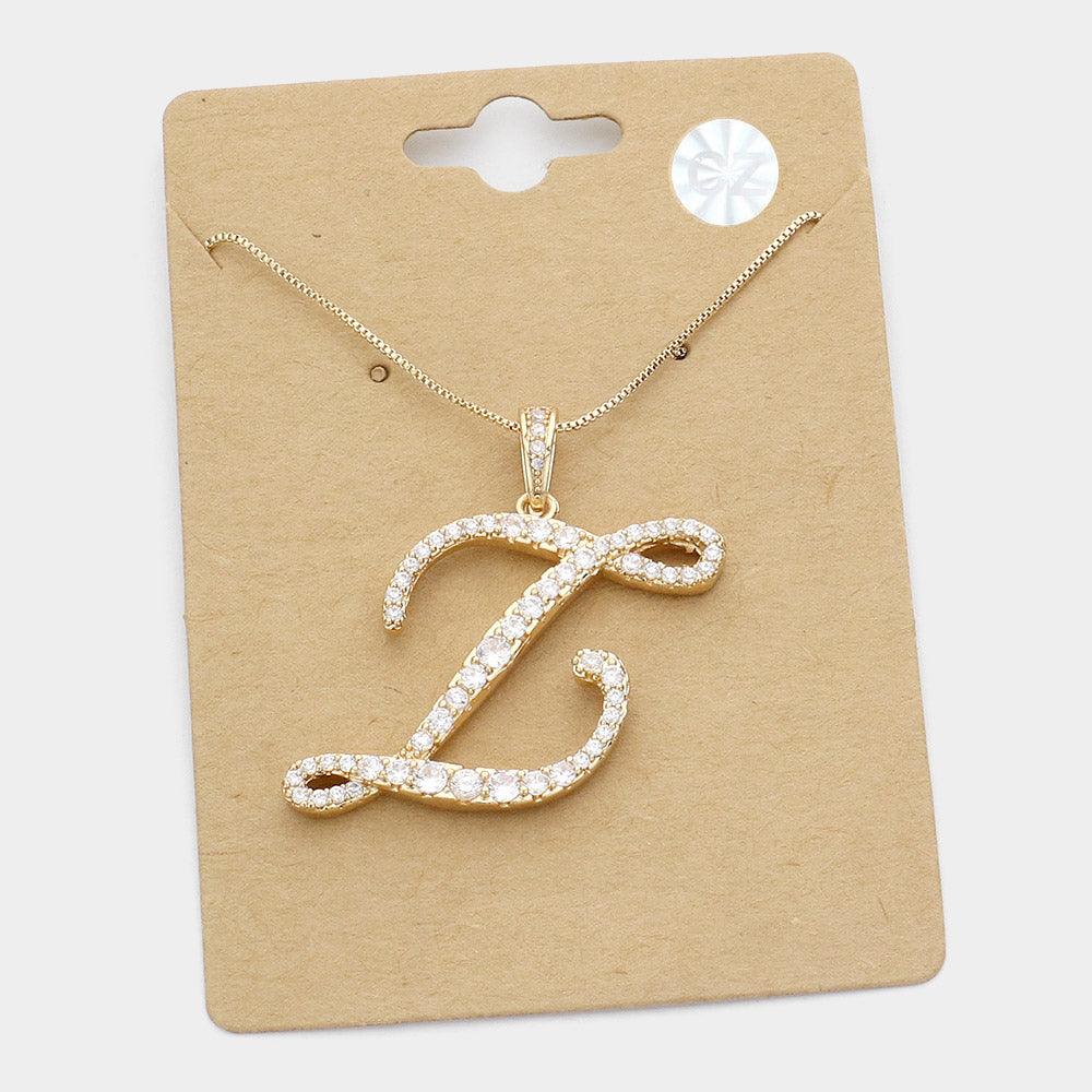 Letter Z CZ Monogram Pendant Necklace - Jewelry Store by Erik Rayo