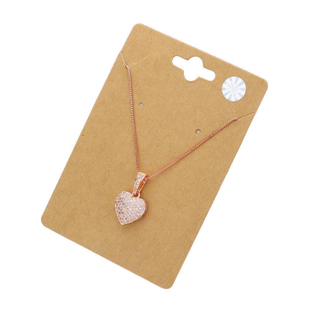 Clear CZ Stone Paved Heart Pendant Necklace - Jewelry Store by Erik Rayo