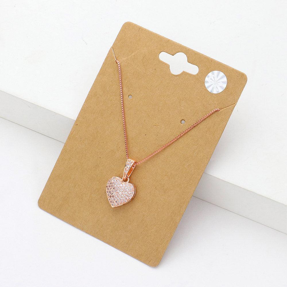 Clear CZ Stone Paved Heart Pendant Necklace - Jewelry Store by Erik Rayo