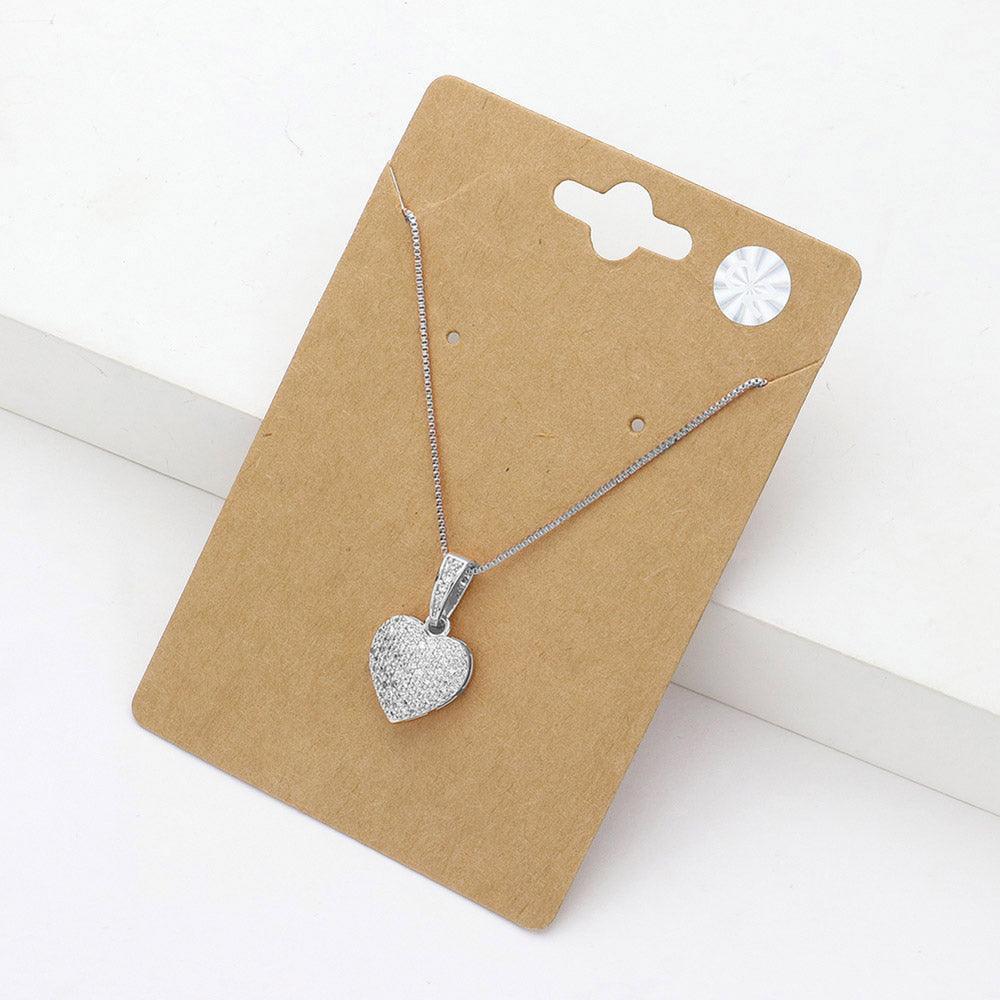 Clear CZ Stone Paved Heart Pendant Necklace - Jewelry Store by Erik Rayo
