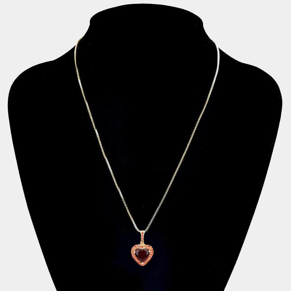 Red CZ Heart Pendant Necklace - Jewelry Store by Erik Rayo