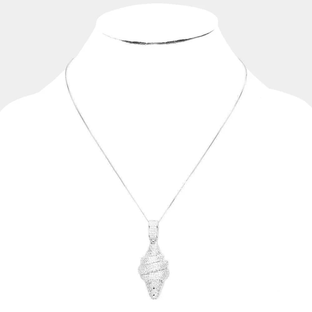 Silver CZ Ice Cream Pendant Necklace - Jewelry Store by Erik Rayo