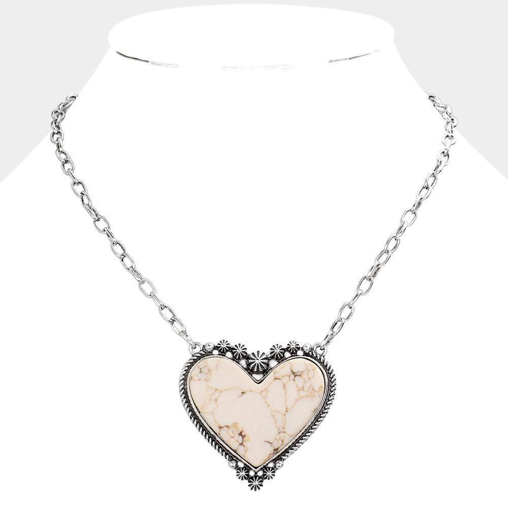Natural Stone Heart Pendant Necklace - Jewelry Store by Erik Rayo