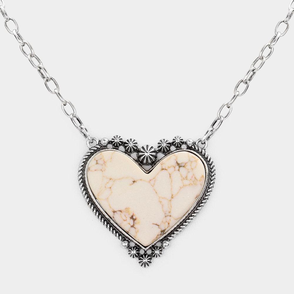 Natural Stone Heart Pendant Necklace - Jewelry Store by Erik Rayo