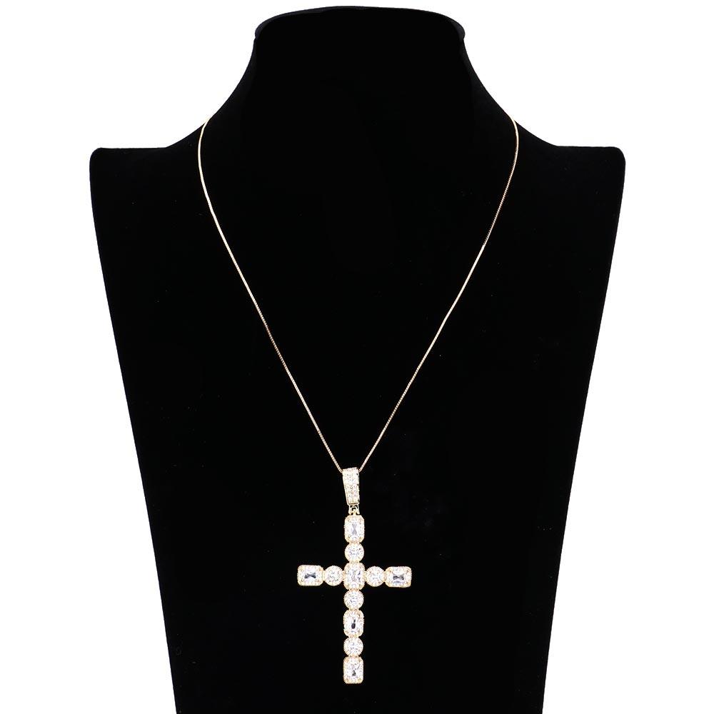 Gold CZ Cross Pendant Necklace - Jewelry Store by Erik Rayo