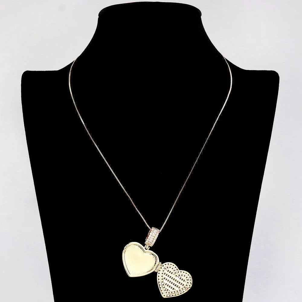 Clear CZ Heart Locket Pendant Necklace - Jewelry Store by Erik Rayo