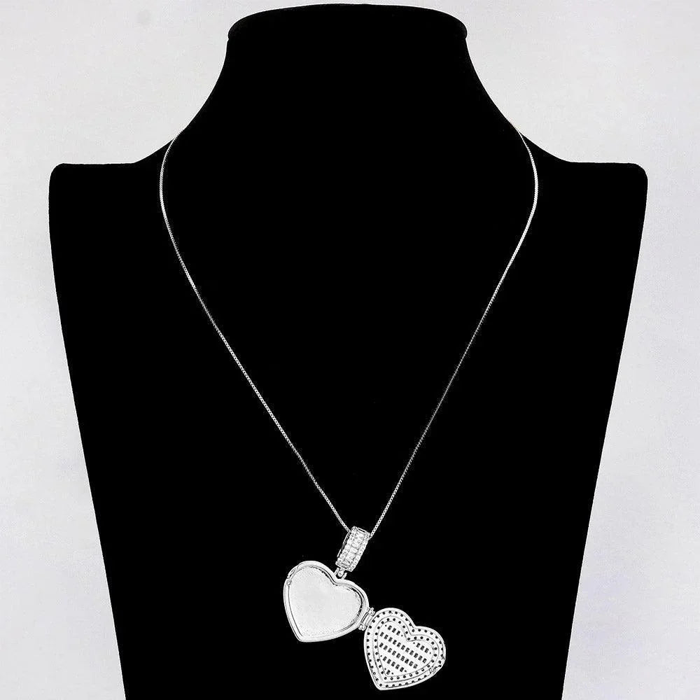 Clear CZ Heart Locket Pendant Necklace - Jewelry Store by Erik Rayo