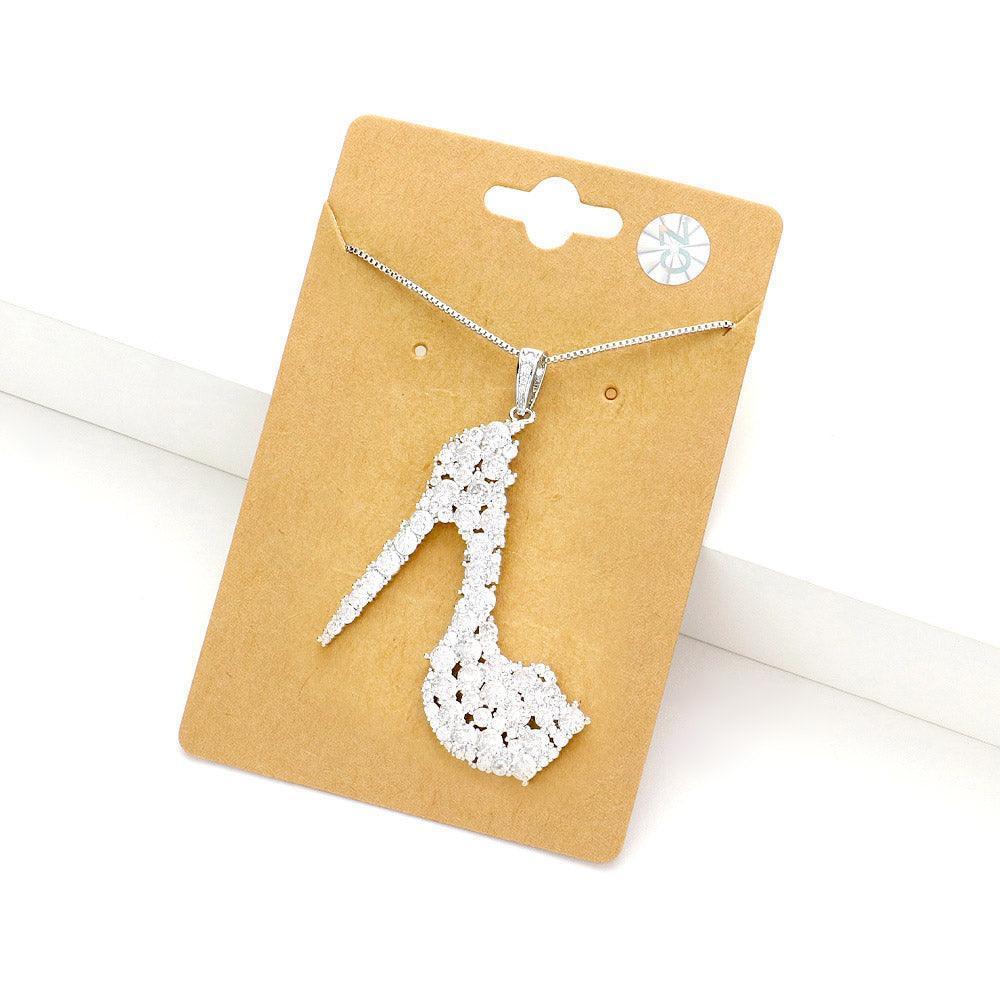 Silver CZ Stiletto Heel Pendant Necklace - Jewelry Store by Erik Rayo