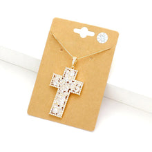 Load image into Gallery viewer, Gold CZ Cross Pendant Necklace
