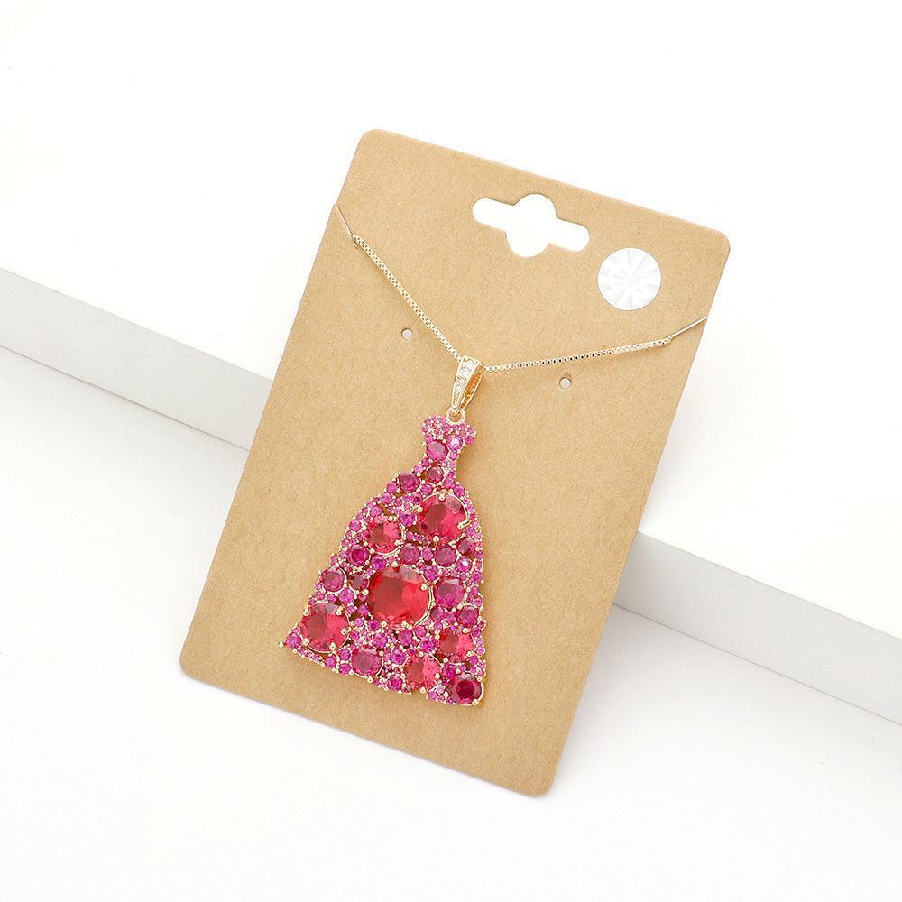 Fuchsia CZ Dress Pendant Necklace - Jewelry Store by Erik Rayo