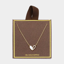 Load image into Gallery viewer, Gold 18K Gold Dipped Half Enamel Half Stone Paved Heart Pendant Necklace
