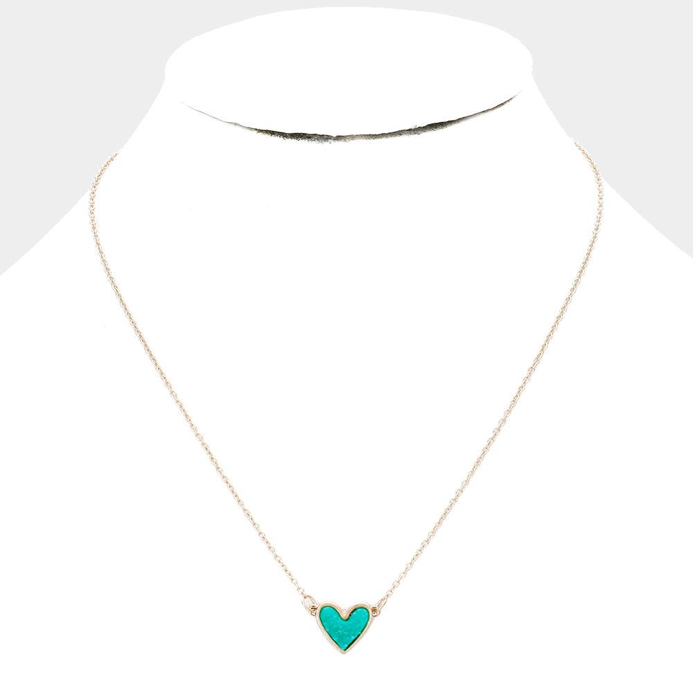 Turquoise Druzy Heart Pendant Necklace - Jewelry Store by Erik Rayo
