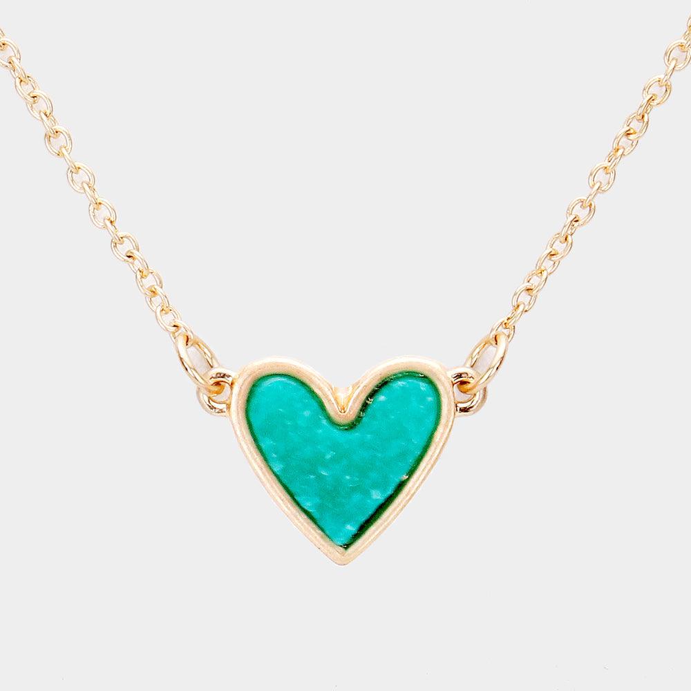Turquoise Druzy Heart Pendant Necklace - Jewelry Store by Erik Rayo
